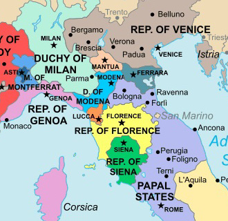 Map of Nortern Italy, 1490